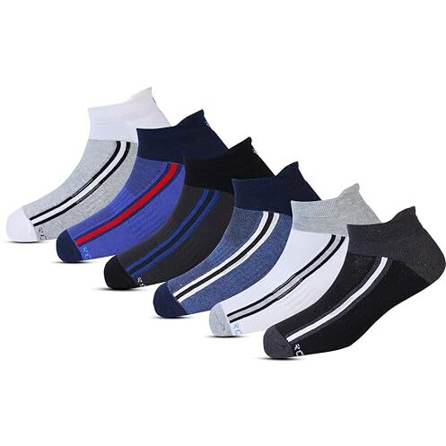 Rc. Royal Class Ankle Length Cotton Cushioned Terry Socks For Men, Hi-Performance, Ventilated, Moisture Wicking, Durable Socks, Pack Of 6 Pairs, Multicolored
