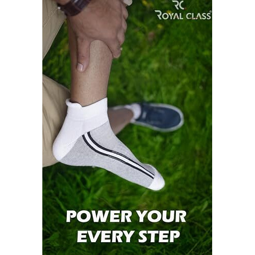 Rc. Royal Class Ankle Length Cotton Cushioned Terry Socks For Men, Hi-Performance, Ventilated, Moisture Wicking, Durable Socks, Pack Of 6 Pairs, Multicolored