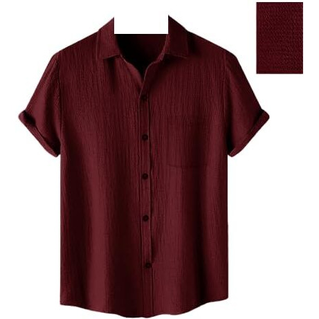 Pinkmint Men's Solid Classic Fit Shirt Maroon