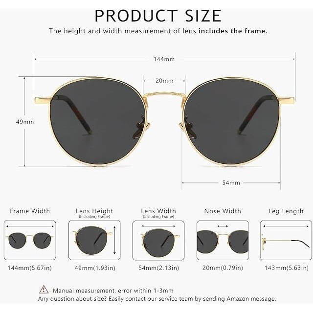 Black Jones Ponderable Uv Protection Coating Round Uv Protected Sunglasses For Men And Women Classic Vintage Metal Sun Glasses, Medium