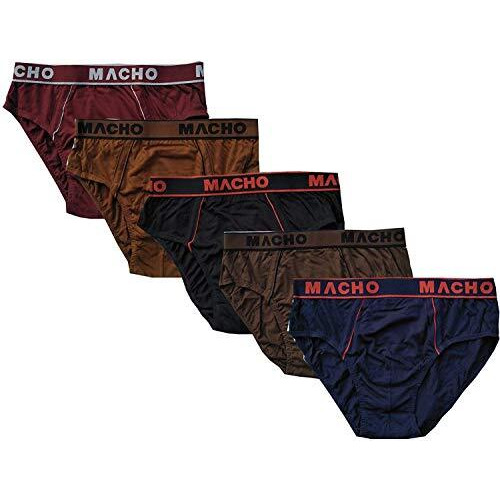 Macho Smart Cut Mens Cotton Brief Multicolor, Pack Of 5 (100 Cm)