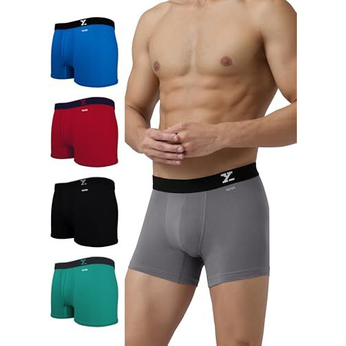 Xyxx Men's Pure Cotton Solid Trunks (Pack Of 5) (Xy_R36_R37_Trnk_5_Ash Grey+Pacific Blue+Rio Red+Black Knight+Aqua Green