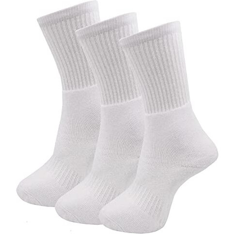 Rc. Royal Class Men's Calf Length Cotton Terry Cushion White Socks, Pack Of 3