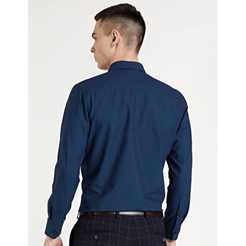 Amazon Brand - Symbol Men's Cotton Slim Fit Formal Shirt Navy 2 40)