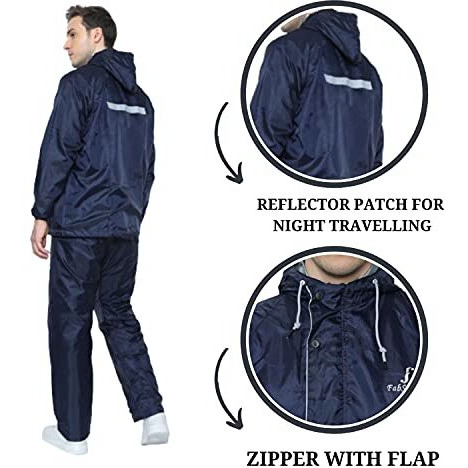 Fabseasons Men's Solid Raincoat (Rc501Blue-Apex-4Xl_Blue_4Xl)