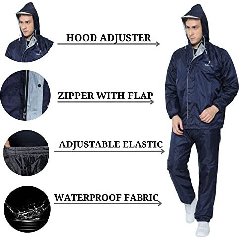 Fabseasons Men's Solid Raincoat (Rc501Blue-Apex-4Xl_Blue_4Xl)
