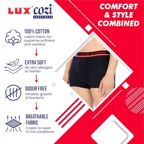 Lux Cozi Men's Cotton Trunk Pack Of 3 (Assorted_80)
