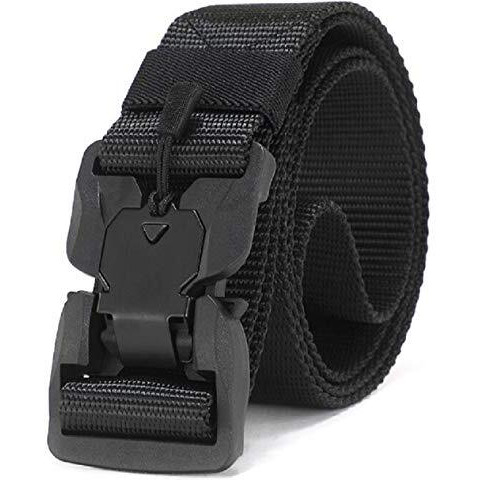 Contacts Synthetic Quick Release Buckle Nylon Belt For Men | Men's Nylon Belt (Free Size) (Black)
