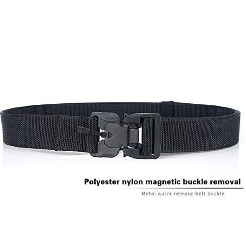 Contacts Synthetic Quick Release Buckle Nylon Belt For Men | Men's Nylon Belt (Free Size) (Black)
