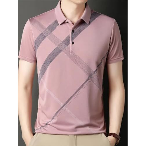 Lymio Men T-Shirt || T-Shirt For Men || Polo T Shirt || T-Shirt (Polo-22-25) (Xl, Pink)