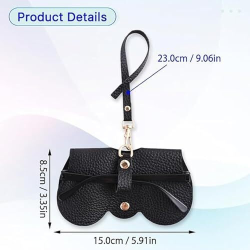 Vivue 2 Pcs Sunglasses Case Cover For Men & Women | Pu Leather Eyewear Glasses Case With Hanging Strip For Bag | Snep Button Cover Protect Your Eyeglasses, Spectacles, Goggles, Organizer For Travel