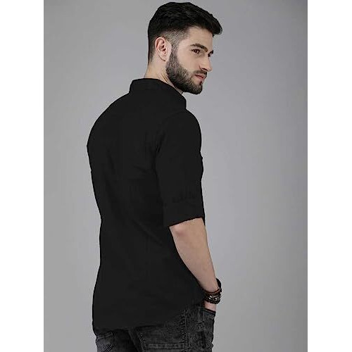 Otus Slim Fit Casual Shirt For Men|| Latest Shirt For Men|| Shirt For Men Stylish Latest || Men Solid Formal Shirt (Black Large)