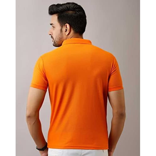 Inkkr Men's Polo Neck Solid Orange Half Sleeve T-Shirt,Xs To 3Xl