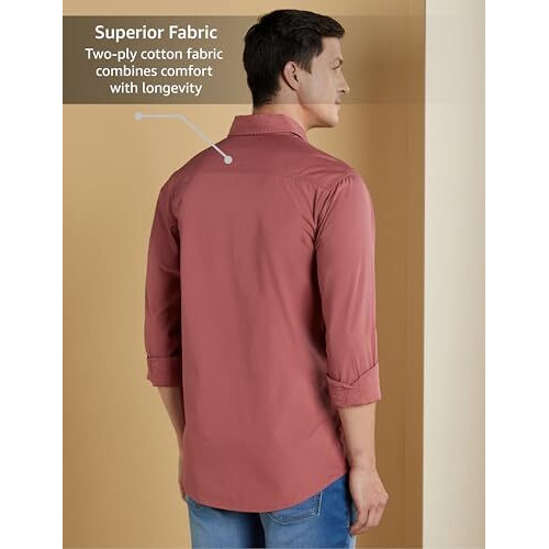 Symbol Premium Men's Casual Cotton Poplin Shirt (Regular Fit) (Dusky Pink_L)