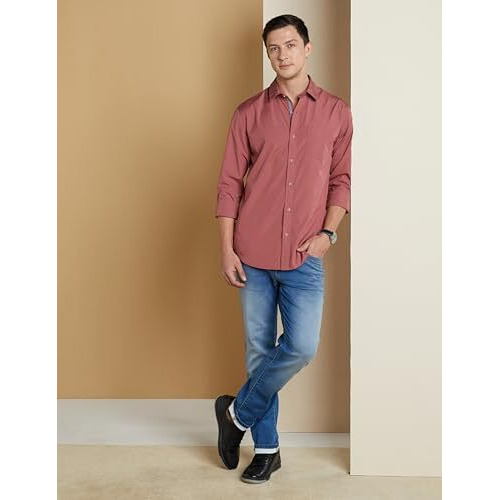 Symbol Premium Men's Casual Cotton Poplin Shirt (Regular Fit) (Dusky Pink_L)