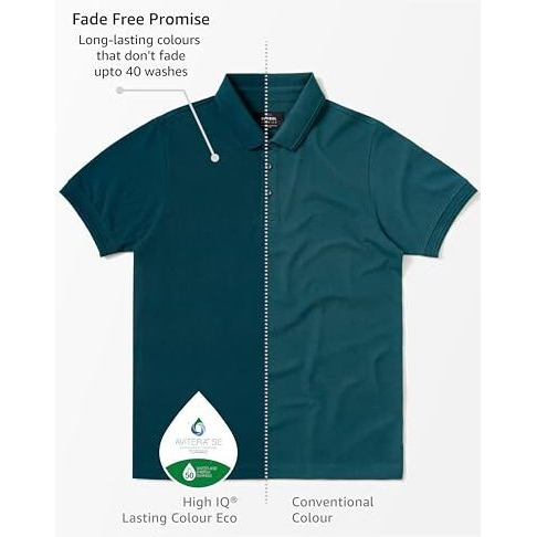 Symbol Premium Men's Cotton Stretch Solid Polo T-Shirt (Regular Fit | Pique Knit) (Teal Green_L)