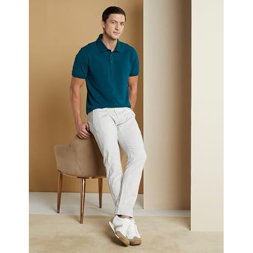 Symbol Premium Men's Cotton Stretch Solid Polo T-Shirt (Regular Fit | Pique Knit) (Teal Green_L)