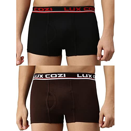 Lux Cozi Bigshot Men's Pack Of 2 Black & Brown Semi Long Trunk (Size  85Cm)