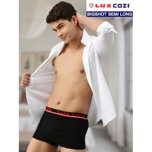 Lux Cozi Bigshot Men's Pack Of 2 Black & Brown Semi Long Trunk (Size  85Cm)