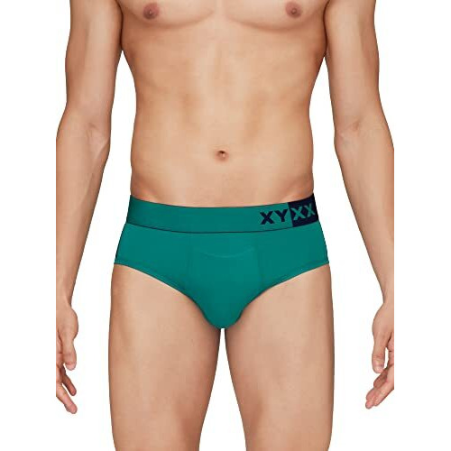 Xyxx Men's Modal Classic Relaxed Solid (Pack Of 2) (Dualist Brief Pack Of Two Combo_Navigate Iris+Lime Punch & Black_L)