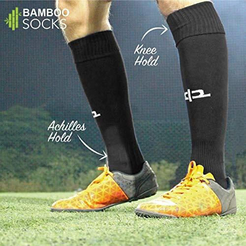 Heelium Bamboo Football Socks For Men & Women, Odour Free, Superior Grip & Cushioned Base, 3X Softer Than Cotton Stockings - Knee Length, Black