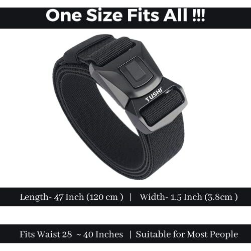 Tushi Quick Release Tactical Belt, Military Style Nylon Web Hiking Belt With Heavy Duty Seatbelt Buckle (Black, Men)