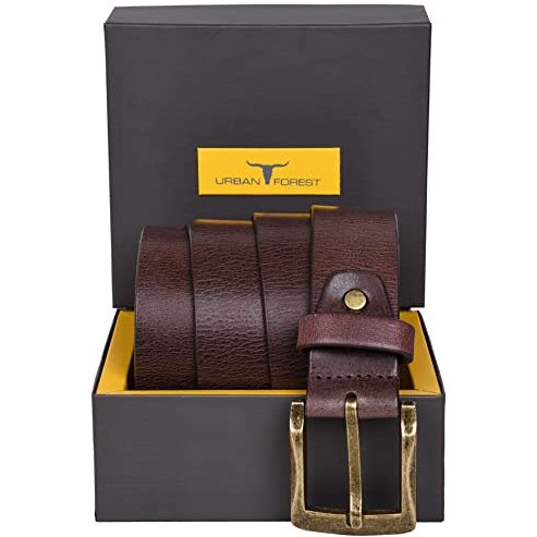 Urban Forest Textured Brown Casual Leather Belt For Men With Antique Gold Buckle