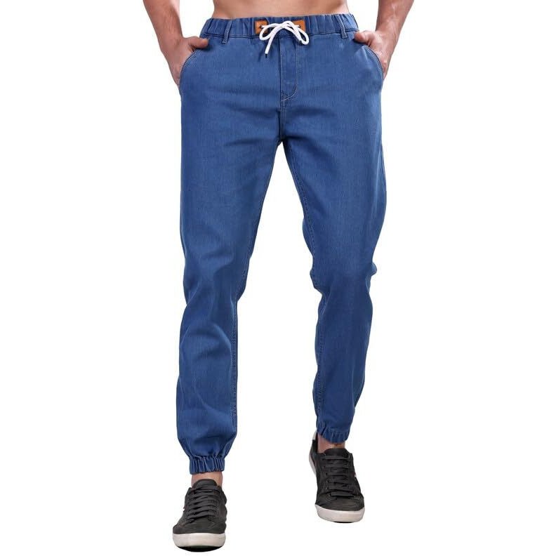 London Hills Jogger Jeans For Men || Men Jogger Jeans || Stylish Jogger Jeans For Men || Men Jogger Jeans Regular Fit Mid Rise (Light Blue), 34