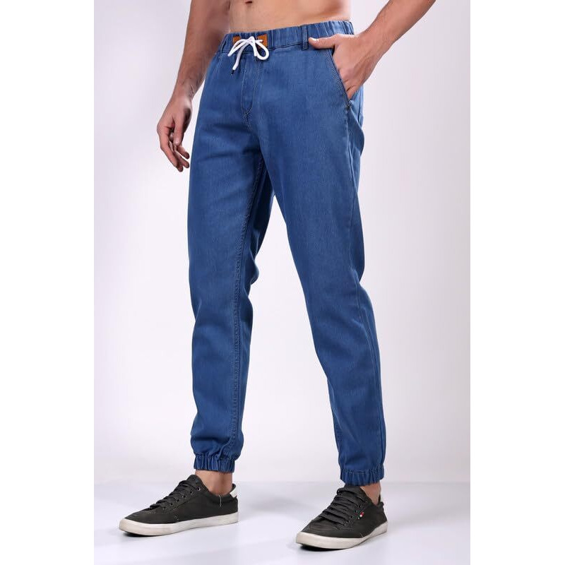 London Hills Jogger Jeans For Men || Men Jogger Jeans || Stylish Jogger Jeans For Men || Men Jogger Jeans Regular Fit Mid Rise (Light Blue), 34