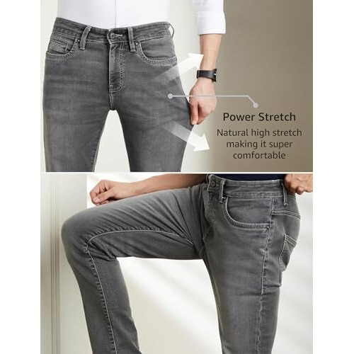 Symbol Premium Men's Slim Fit Stretchable Mid Rise Jeans | Casual Denim | Cotton Stretch | Fashion Shades Of Black & Blue (Available In Plus Size) (Mid-Grey_32)