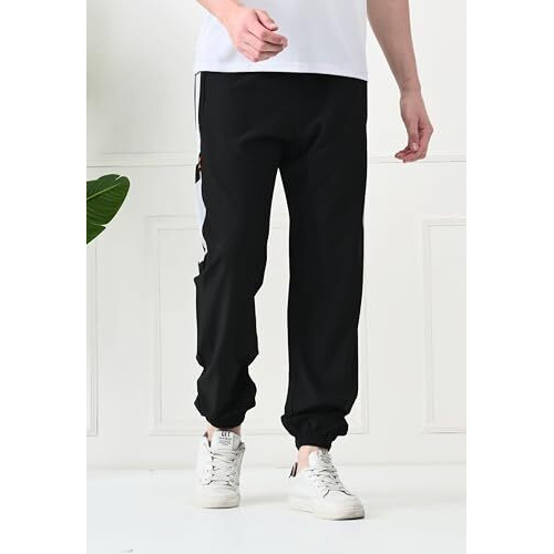 Rynogear Men's Regular Fit Track Pant For Sports, Yoga & Running || Track Pants For Men Black