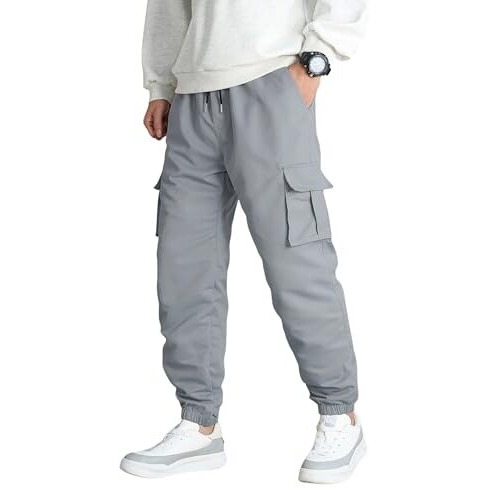 Poshax Cotton Cargo Pants For Men | Cargos For Men (Cargo 123 Light Grey-M)