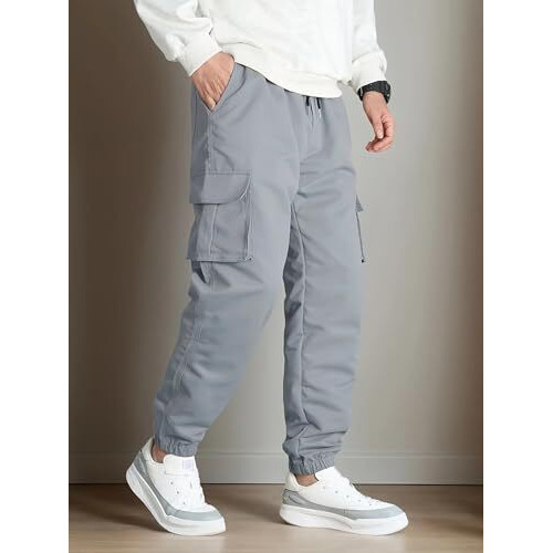 Poshax Cotton Cargo Pants For Men | Cargos For Men (Cargo 123 Light Grey-M)