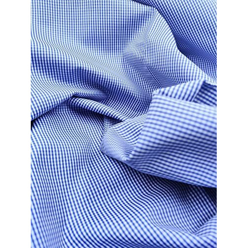 Jhabak's Checkered Shirt And Trouser Fabric 20 - Polycotton Material - 2.25M Shirt Cloth - 1.20M Pant Piece For Men (Very Small Blue And White Checks)