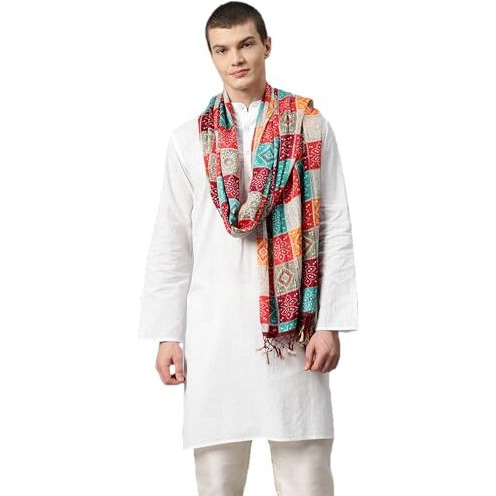 Weavers Villa Cotton Woven Printed Dupatta For Men (Multicolor), 2.20 Mtrs