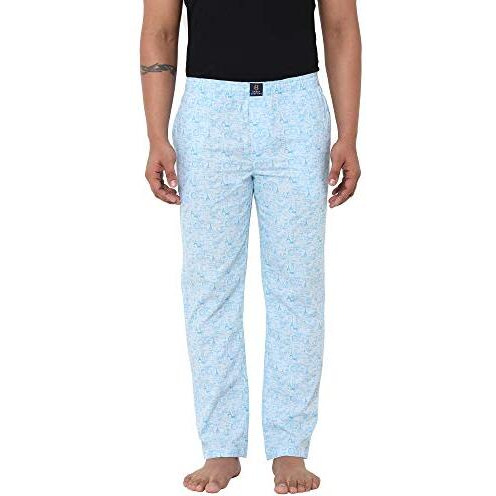 Urban Scottish Men's Lounge Pants 100% Cotton Night Pant Comfortable Leisure-Wear Lower With An Elastic Waist-Band And Regular Fit Mid Rise Track Pants, Machine Washable Stay At Home-Uspj2121-L, Blue