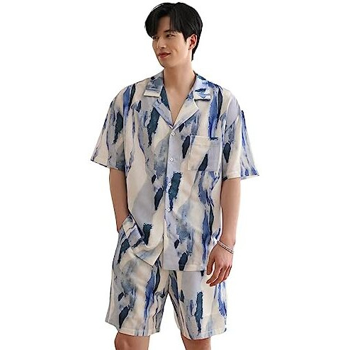 Dhruvi Trendz Mens Rayon Co-Ord Set/Pajama Set Regular Fit Night Dress (Dt-Ms-6125&Sh203_Blue_2Xl)