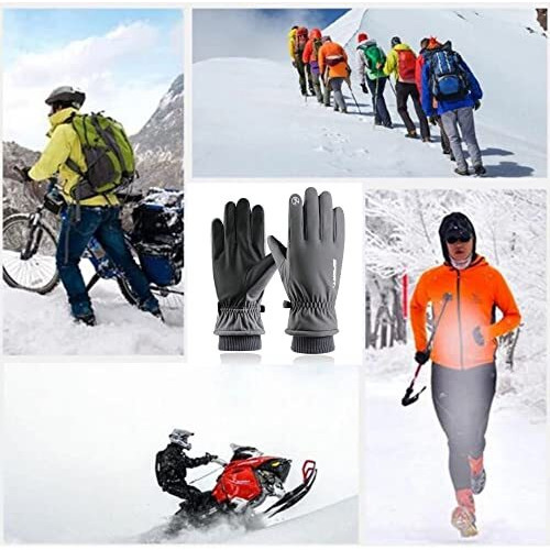Fabseasons Unisex Warm Winter Gloves, Water Resistant, Mobile Touchscreen Enabled, Windproof For Hiking, Driving, Running & Outdoors, Nylon