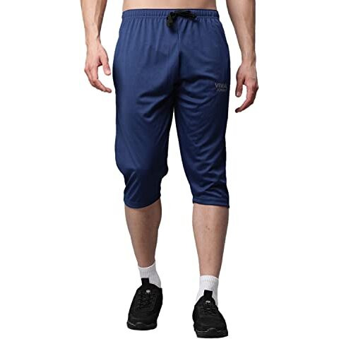 Mack Jonney Dryfit Lycra Solid Multicolor 3/4Th Capri For Men (Pack Of 2)-Dryfit_D13_Blk_Blu_02-M