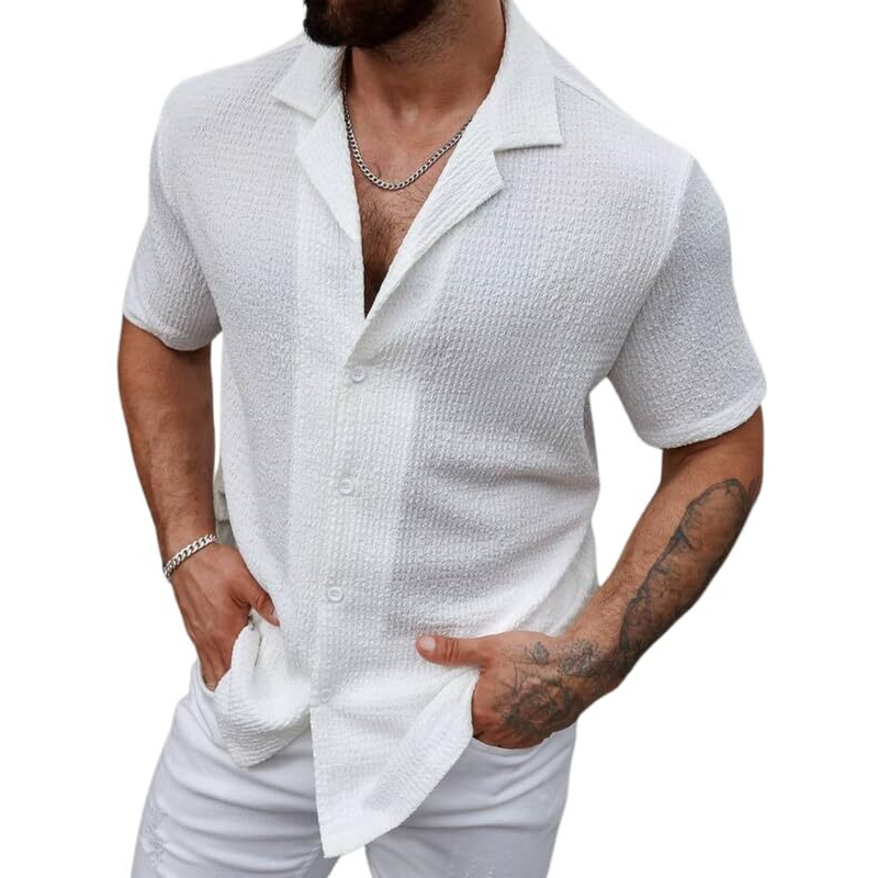 Miramichi Men's Regular Fit Cotton Blend Shirts | Half Sleeve Solid Pattern | Casual Wear For Everyday Style (3Xl, White)