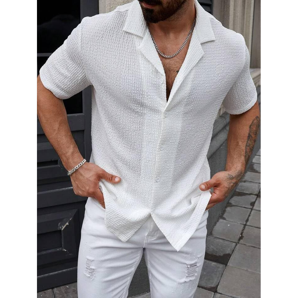 Miramichi Men's Regular Fit Cotton Blend Shirts | Half Sleeve Solid Pattern | Casual Wear For Everyday Style (3Xl, White)