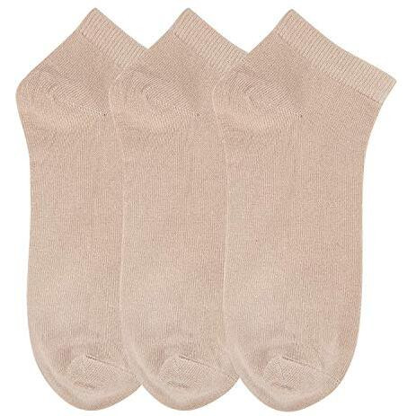 Lealdealz Premium Cotton Ankle Socks For Men And Women - Beige Colour-Pack Of 3 - Ankle Length