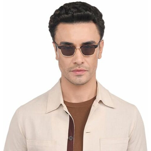 Vincent Chase Eyewear By Lenskart | Gold Brown Full Rim Rectangular | Havana | Polarized And 100% Uv Protected | Men & Women | Small | Vc S14475