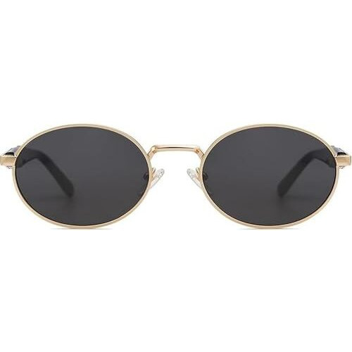 Dervin Retro Oval Sunglasses For Men & Women | Metal Frame | Uv400 Protection | Durable, Stylish & Trending Shades (Gold-Black)