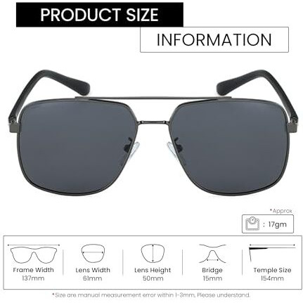 Royal Son Retro Square Latest Black Sunglasses For Men Women (Polarized Unisex Aviator Goggles)