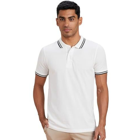 Amazon Brand - Symbol Men's Cotton Rich Polo T Shirt | Classic Collar Tshirts | Half Sleeves | Plain - Regular Fit (White_Xl)