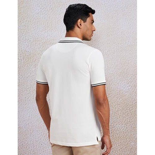 Amazon Brand - Symbol Men's Cotton Rich Polo T Shirt | Classic Collar Tshirts | Half Sleeves | Plain - Regular Fit (White_Xl)
