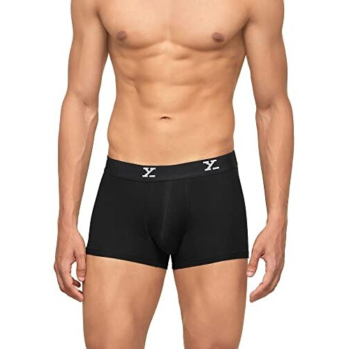 Xyxx Men's Underwear Ace Intellisoft Antimicrobial Micro Modal Trunk Pack Of 2 (BlackBlack L)