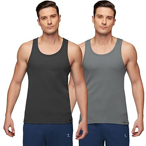 Xyxx Men's Super Combed Cotton Round Neck Ribbed Vest - High Moisture Absorbing Innerwear For Men With Anti-Microbial Silver Finish