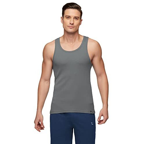 Xyxx Men's Super Combed Cotton Round Neck Ribbed Vest - High Moisture Absorbing Innerwear For Men With Anti-Microbial Silver Finish